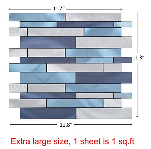 10 Sheets Peel and Stick Backsplash Tile for Kitchen, Self-Adhesive Mosaic Tile, Stick on Bathroom Vanities，Fireplace Décor, Laundry Table(11.25" X 12.7") (Blue Series) - color: blue series