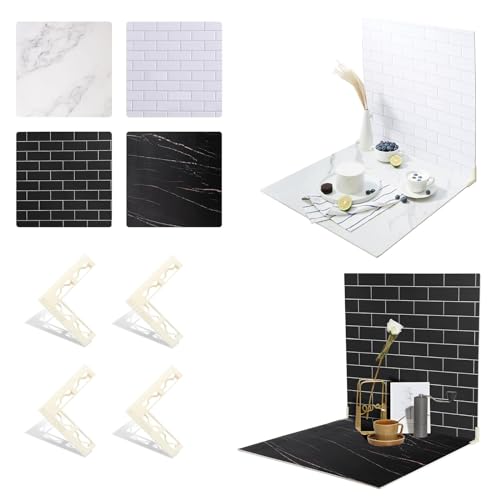 2-Sided 2 PCS Photo Backdrop Boards, Subway Tile Flat Lay Food Photography Background Board, Durable Waterproof Product Food Photography, 24x24 Inch, BEIYANG - color: Double-Sided Marble Cement 24x24