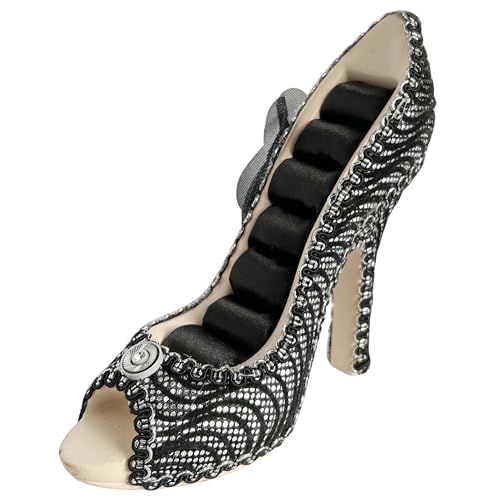 Ring Holder High Heel Shoe Design Fashion Jewelry Organizer Display Birtyday Gift (Black/sil) - color: Black/sil