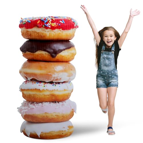Jetec 5 Feet Donut Stack Cardboard Cutout Stand up Life Size Ice Cream Candyland Donut Party Decoration Photo Prop Backdrop Standup for Summer Pool Beach Baby Shower Wedding Birthday Candy Land Supply - size: 5 feet, style: Doughnut Stack