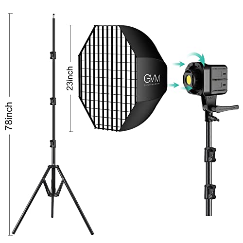 GVM SD80S 80W COB Video Light Kit, 5600K Continuous Lighting for Photography with Bowens Mount Softbox&Stand, 8 Lighting Effects Support AC Adapter & NP Series Battery - color: softbox lighting kit