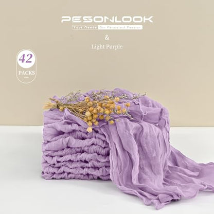 Gauze Cheesecloth Napkins Set of 42, 20 x 20 Inch Rustic Boho Dinner Napkins Wrinkled Rustic Linen Napkins for Wedding,Dinner,Family Everyday Use/Parties(Light Purple) - color: Light Purple, size: 20" x 20" (Set of 42)