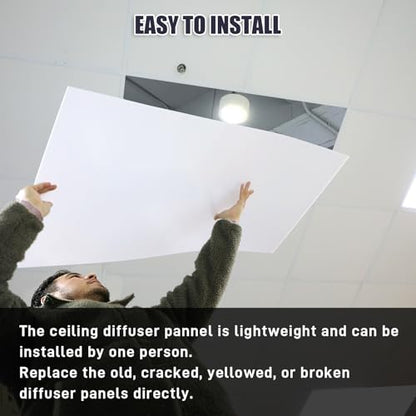 4 Pack Fluorescent Light Diffuser Panel for Drop Ceiling Light, 46.5" x 22.5" x 0.08" Matte PC Frosted Translucent Replacement Flat Sheet for Classroom Office Home Hospital (White)