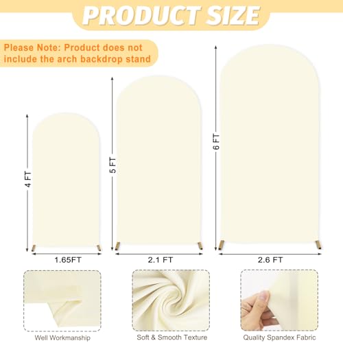 MODFUNS Ivory Arch Cover 4&5&6ft Wedding Arch Cover Set of 3 Spandex Arch Stand Covers Double Sided Stretchy Backdrop Covers for Wedding Ceremony Party Banquet Decoration - color: Ivory, size: 4 FT & 5 FT & 6 FT