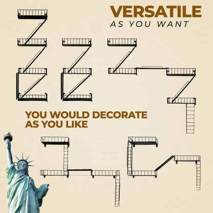 VERSATILE KAS Fire Escape Shelf Fire Escape Wall Shelf Trinket Shelf Display Action Figure Figure Display Shelf Superhero Display Floating Staircase New York Wall Ladder Firescape (3-Tier) - size: 3-Tier