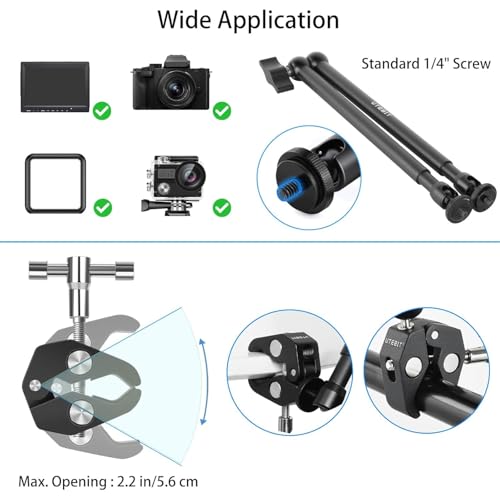 UTEBIT 22 Inch Magic Arm Camera Mount with Super Clamp 1/4" & 3/8" Screw Hole for Desk Rig Flashlight Monitor - size: 22inch