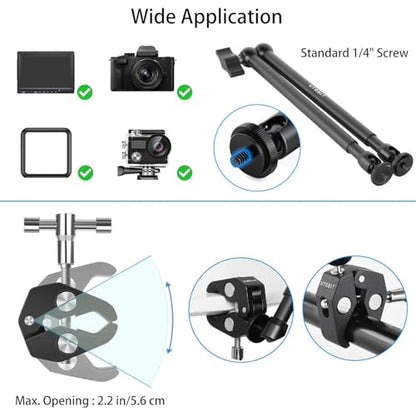 UTEBIT 22 Inch Magic Arm Camera Mount with Super Clamp 1/4" & 3/8" Screw Hole for Desk Rig Flashlight Monitor - size: 22inch