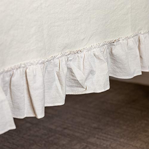GLORY SEASON Retro Farmhouse Ruffle Tablecloth Cotton Flounces Trim Washable Table Cover Tablecloths for Rectangle Table Baby Shower Kitchen Party Wedding Decor,60''x120'' - size: 60" X 120" (Rectangular)