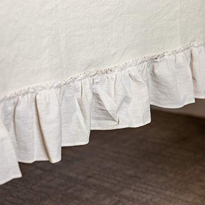 GLORY SEASON Retro Farmhouse Ruffle Tablecloth Cotton Flounces Trim Washable Table Cover Tablecloths for Rectangle Table Baby Shower Kitchen Party Wedding Decor 60''x102'' - size: 102" x 60" (Rectangular)