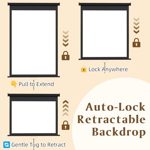 Retractable White Photography Backdrop 36"x59", Portable Roll-Up, Pull-Down Background, Auto-Lock Backdrop Screen for Passport Photo, Product Photography, Headshots, Video Studio - color: White