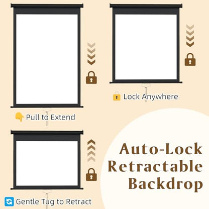 Retractable White Photography Backdrop 36"x59", Portable Roll-Up, Pull-Down Background, Auto-Lock Backdrop Screen for Passport Photo, Product Photography, Headshots, Video Studio - color: White