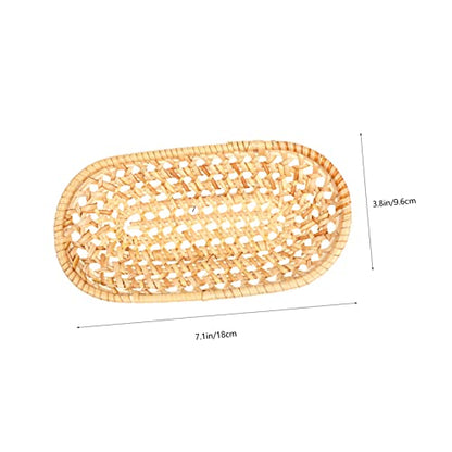 MAGICLULU Rattan Woven Tray Food Storage and Towel Holder Multi Functional Decorative Plate for Fruits Snacks and Photography Prop Lightweight Design