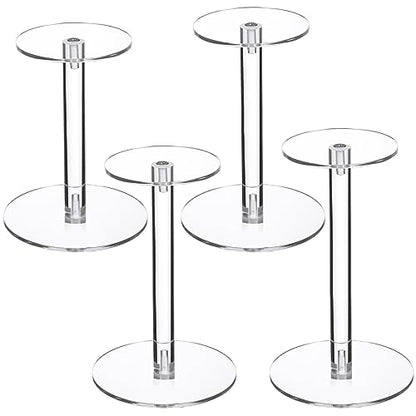 Soaoo 4 Pcs Round Acrylic Display Stands Small Clear Display Risers Plastic Clear Acrylic Pedestal Set for Hat Jewelry Watch Plant Cake (4 Size) - size: 4 Size
