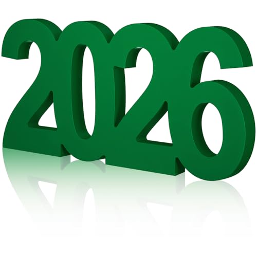 AceOrbit Graduation Decorations 2026 Table Sign Centerpieces 13" x 5.5" Wooden Class of 2026 Block Graduation Photo Booth Props for High School Seniors Night Decor College Party Supplies(Green) - color: Green