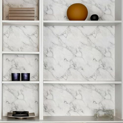 Main Street Peel and Stick Wallpaper Eco-Friendly Sheets 12 Pack, 11 X 16 Inch Carrara Marble Design, Wall Mural for Home Decor, Removable Wall Decor Wallpaper Peel and Stick for DIY Projects - style: Carrara Marble Design SCF