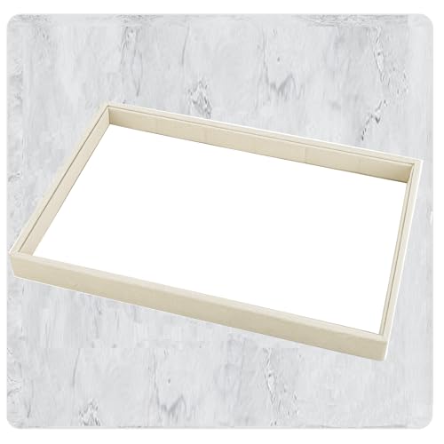 24 Grids Stackable Jewelry Tray Organizer with Removable Dividers, Velvet Jewelry Display Tray for Earrings Necklaces Bracelet Rings Display Showcase - Light Khaki - color: Light Khaki