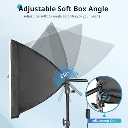 UBeesize Softbox Photography Lighting Kit, 16” x 16” Continuous Lighting Kit with 40W E27 Socket 6500K Bulb, Professional Photo Studio Lighting for Video Recording, Portrait Shooting - style: 16" softbox lighting kit