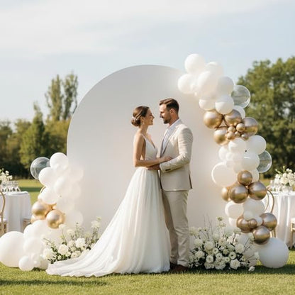 Double Sided 6.6FT White Arch Backdrop Cover Spandex Fitted Stretchy Arch Covers for Wedding Birthday Party Bridal Baby Shower Ceremony - color: White, size: 6.6FT
