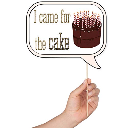 Birthday Photo Booth Props - 41-pc Kit with 8 x 10-Inch Sign, 60 Adhesive Pads, 45 Sticks