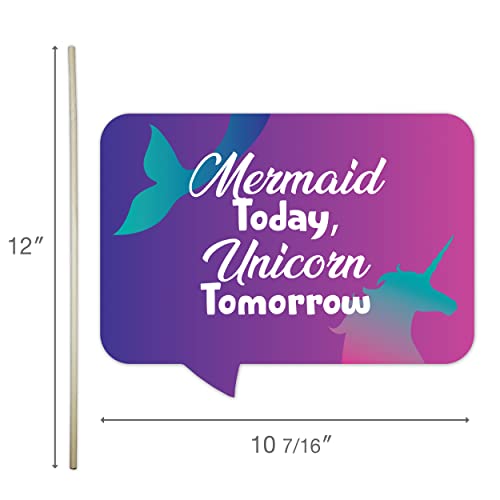 Funny Mermaid Photo Booth Props - Little Mermaid Themed Decorations for Baby Shower or Birthday Party - Under The Sea Funny Photography Supplies - Selfie Props with Sticks - 10pcs