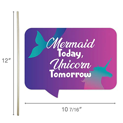 Funny Mermaid Photo Booth Props - Little Mermaid Themed Decorations for Baby Shower or Birthday Party - Under The Sea Funny Photography Supplies - Selfie Props with Sticks - 10pcs