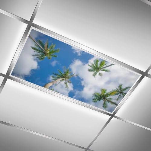Fluorescent Light Cover for Classroom - 2 Pcs Coconut Tree Magnetic Fluorescent Light Covers, Ceiling Light Covers Shade Panel Coverings for Office Classroom Home Drop Ceiling, 4 x 2 Feet - color: Color-19
