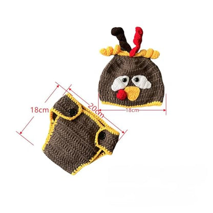 Christmas Newborn Baby Photography Props Outfits Halloween Turkey Hat Short Hat ﻿Pants Set Infant Baby Boy Girl Photoshoot ﻿