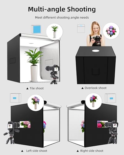 Glendan 40"x40" Light Box Photography, Large Photo Light Box with 3 Light Panels, 594 LED Beads, CRI >95, Professional Photo Booth Shooting Tent Kit with 4 Color Backdrops for Product Photography - size: 40*40 Inch