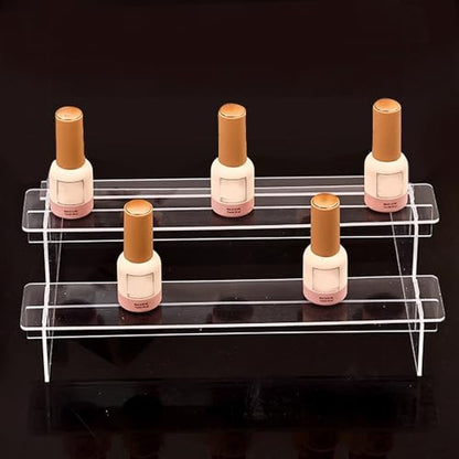 2 Tier Acrylic Keystone Display, Clear Acrylic Display Risers, Perfume Clear Stand Holder 7.87×3.74×3.74 Inch, Cupcake Stand Risers for Jewelry, Dessert, Cosmetics Organizer Tabletop Stand Tool
