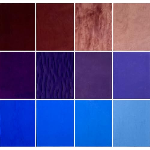 12 Sheets Transparent Stained Glass Sheet for Cathedral Art, 6 x 4 inch Glass Mosaic Tiles for Projects(Blue + Purple Mixed) - color: purple+blue