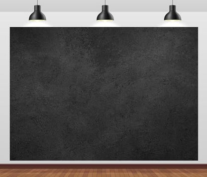 BELECO 15x10ft Fabric Solid Black Wall Backdrop Rough Stone Concrete Texture Black Wall Background for Party Decorations Banner Photoshoot Props - size: 15x10FT