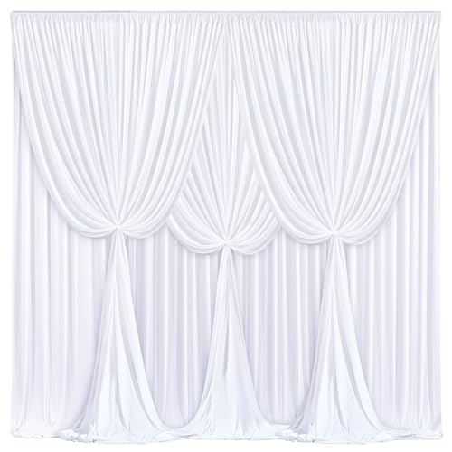 24x10FT White Backdrop Curtains for Wedding Parties, Wrinkle Free Polyester Photography Backdrop Drapes for Wedding Baby Shower Birthday Parties Stage Background Stand Decorations 4x10ft,6 Panels - color: White, size: W4' x H10'(6 Panels)