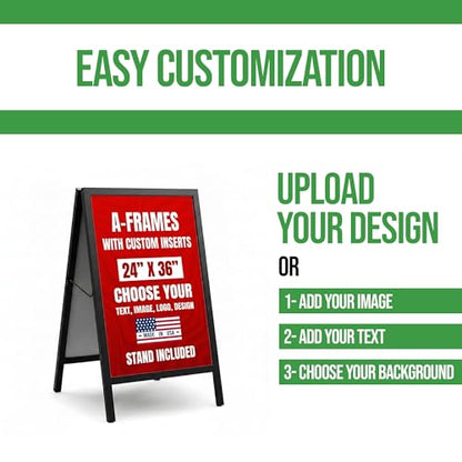 Custom A-Frame Sign Inserts with Optional Stand by BCB Print - Personalized Print Insert with Your Photo, Text or Logo | Weather Resistant Plastic Panel for Sidewalk, Restaurant & Event | 24x36 inch - color: A-Frame Insert