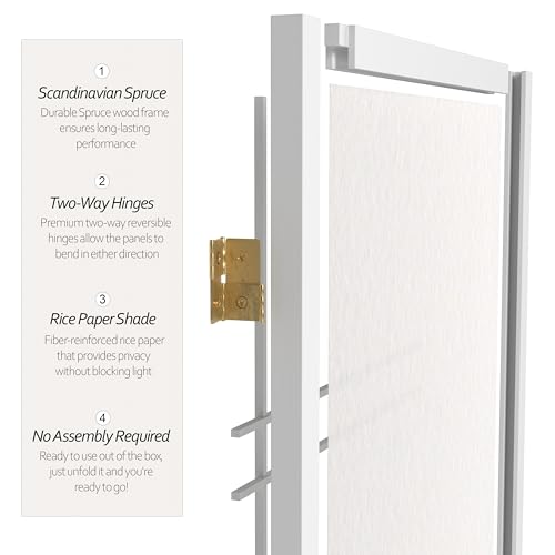 Red Lantern 6 ft. Tall Double Cross Shoji Screen - White - 5 Panels - color: White, size: 5 Panel