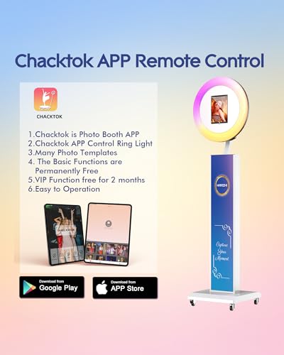 HARZHI Portable Photo Booth Compatible with iPad, Photo Booth Stand Shell, Perfect for Weddings and Parties, Free ChackTok Membership, Free Custom Logo, with Flight Case (White, Photobooth-Pro) - color: White