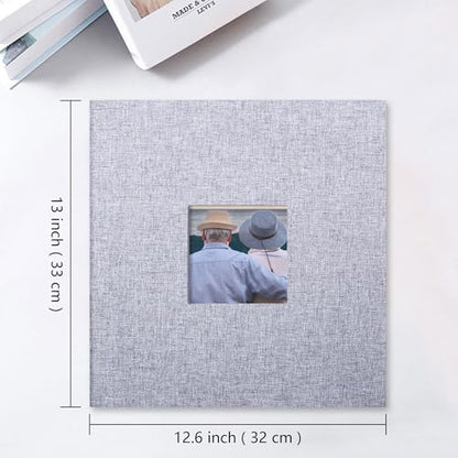 Vienrose Large Photo Album Self Adhesive for 4x6 8x10 10x12 Pictures Magnetic Scrapbook Album DIY 13" X 12.6" 60 Blank Pages with A Metallic Pen - color: Grey, size: 13"x12.6" 60Pages