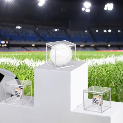 6 Pack Championship Ring Display Case Clear Acrylic Display Case Mini Baseball Softball Ring Holder Single Ring Display Box Stand 1 Slot Ring Hole Storage Box Gift for Sports Fans, 2.16 Inch - size: 6 Pack