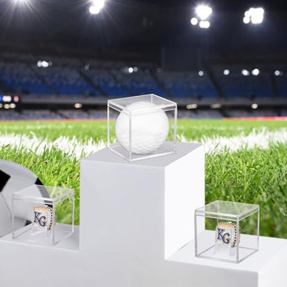 6 Pack Championship Ring Display Case Clear Acrylic Display Case Mini Baseball Softball Ring Holder Single Ring Display Box Stand 1 Slot Ring Hole Storage Box Gift for Sports Fans, 2.16 Inch - size: 6 Pack