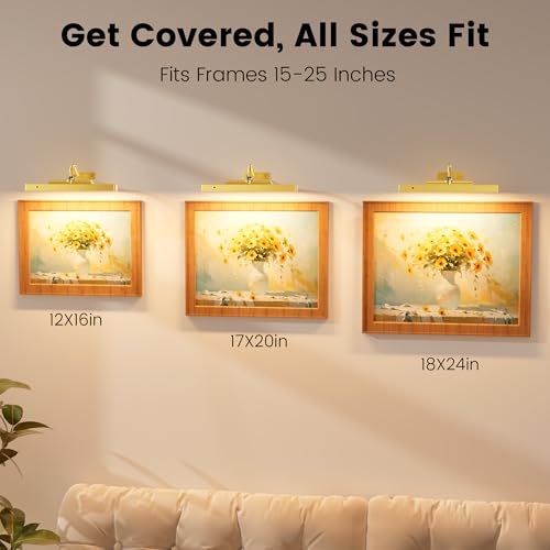 Picture Frame Light, 12" Rechargeable Wireless Battery Powered Lighting, Dimmable LED with Remote 3CCT for Wall Art Gallery Display (Gold) - color: Gold, size: 12IN-1pack