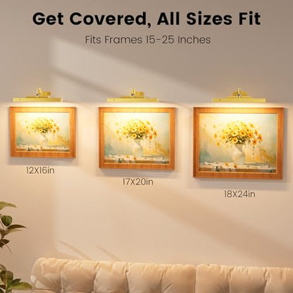 Picture Frame Light, 12" Rechargeable Wireless Battery Powered Lighting, Dimmable LED with Remote 3CCT for Wall Art Gallery Display (Gold) - color: Gold, size: 12IN-1pack