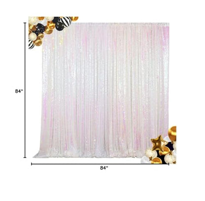 ShinyBeauty Sequin Backdrop 7FTx7FT Iridescent White Shimmer Wall Drapes Glitter Photo Backdrop for Baby, Birthday - color: Iridescent, size: 7FTx7FT