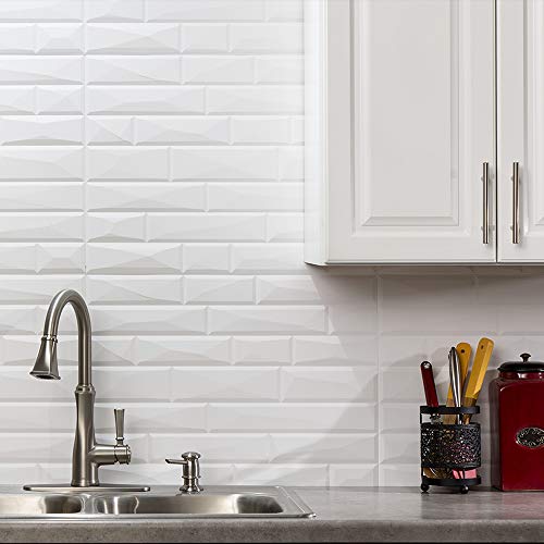 FASÄDE Vista Decorative Vinyl 18in x 24in Backsplash Panel in Gloss White (5 Pack) - color: Gloss White, size: 5 Pack