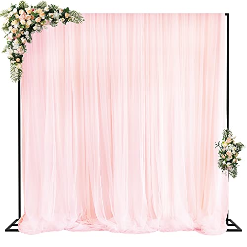 Fomcet 10FT x 10FT Backdrop Stand Heavy Duty with Base, Black Portable Adjustable Pipe and Drape Backdrop Stand Kit, Square Metal Arch Party Frame for Wedding Birthday Parties Banquet Decorations - color: Black