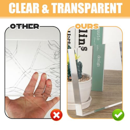 4 Pack 6 x 6 x 1 Inch Acrylic Blocks for Display, Acrylic Base Stand, Clear Polished Acrylics Cubes, Jewelry Displays Stand Pedestal Stand for Collectibles Jewelry Props Plant Display