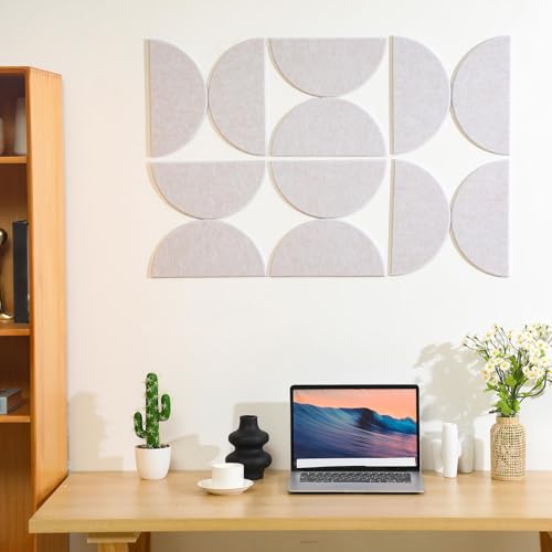 AceOrbit 24 Pcs Decorative Felt Bulletin Board Semicircular Wall Felt Tiles Modern Home Decor Felts Tiles with Glue for DIY Pin Board Office School Home Wall Decor Sticker Memos Photo Display