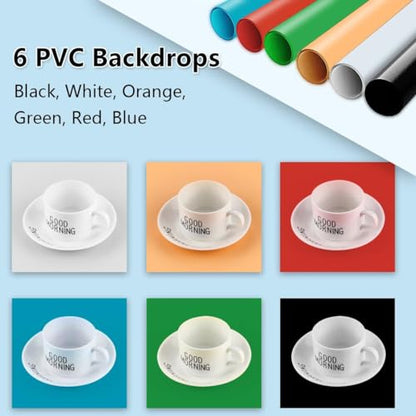 Light Box Photography, Photo Box 12" Folding Photo Box for Product Photography, Dimmable Ring Light(120 LEDs,CRI>95,3200-6000K),6 Backdrops-Photo Light Box for Product & Smartphone YouTube Videos - size: 12inch