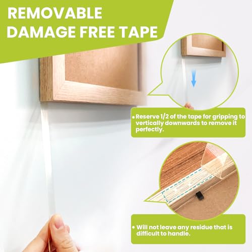 Double Sided Tape Heavy Duty, Removable Nano Double Sided Adhesive Tape, Clear Mounting Tape Picture Hanging Adhesive Strips Waterproof for Walls Photo Crafts Carpet Poster, 0.39" x 16.5FT - size: 0.39in x 16.5ft