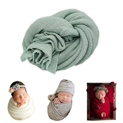Newborn Photography Props Boys Girls Wrap Baby Photo Props Soft Knit Blanket Cloth (Light Green) - color: Light Green