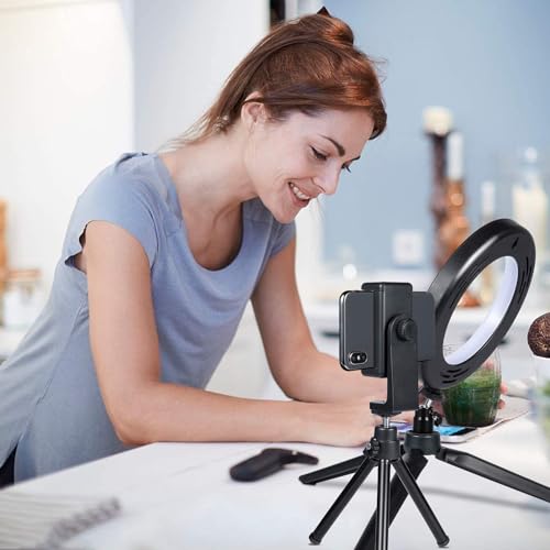 2 in 1 LED 6" Ring Light with Tripod Stand & Clamp for YouTube Video and Makeup, Mini LED Camera Light with Cell Phone Holder Desktop Lamp with 3 Light Modes & 11 Brightness Level - size: 6 inch with Tripod and Clamp