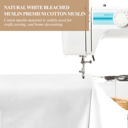 PEASUG 100% Cotton Muslin Fabric,59 inch x 2 Yards Bleached Muslin Fabric by The Yard, Medium Weight Draping Fabrics Suitable for Sewing Embroidery, Garments, Crafts Material-White - color: Bleached, size: 2 Yards